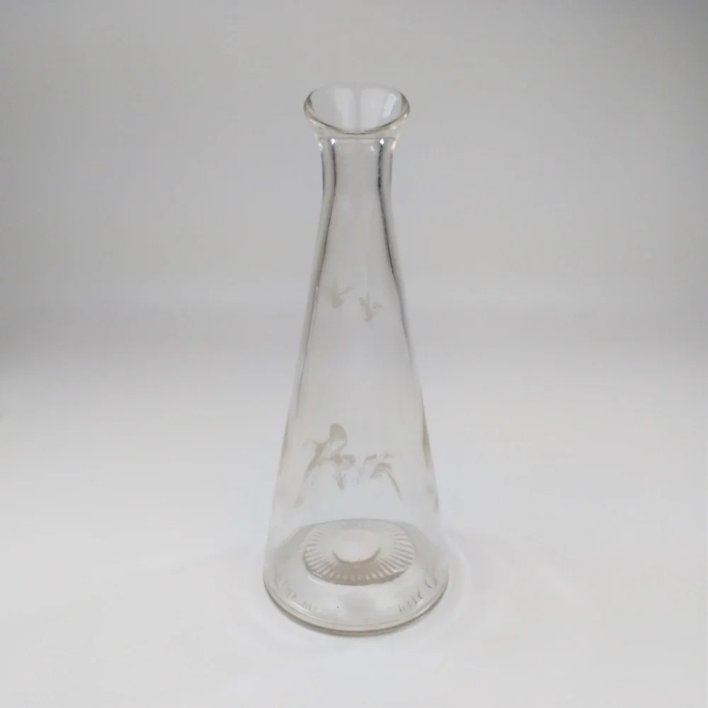 Vintage Glass Decanter with Etched Ducks